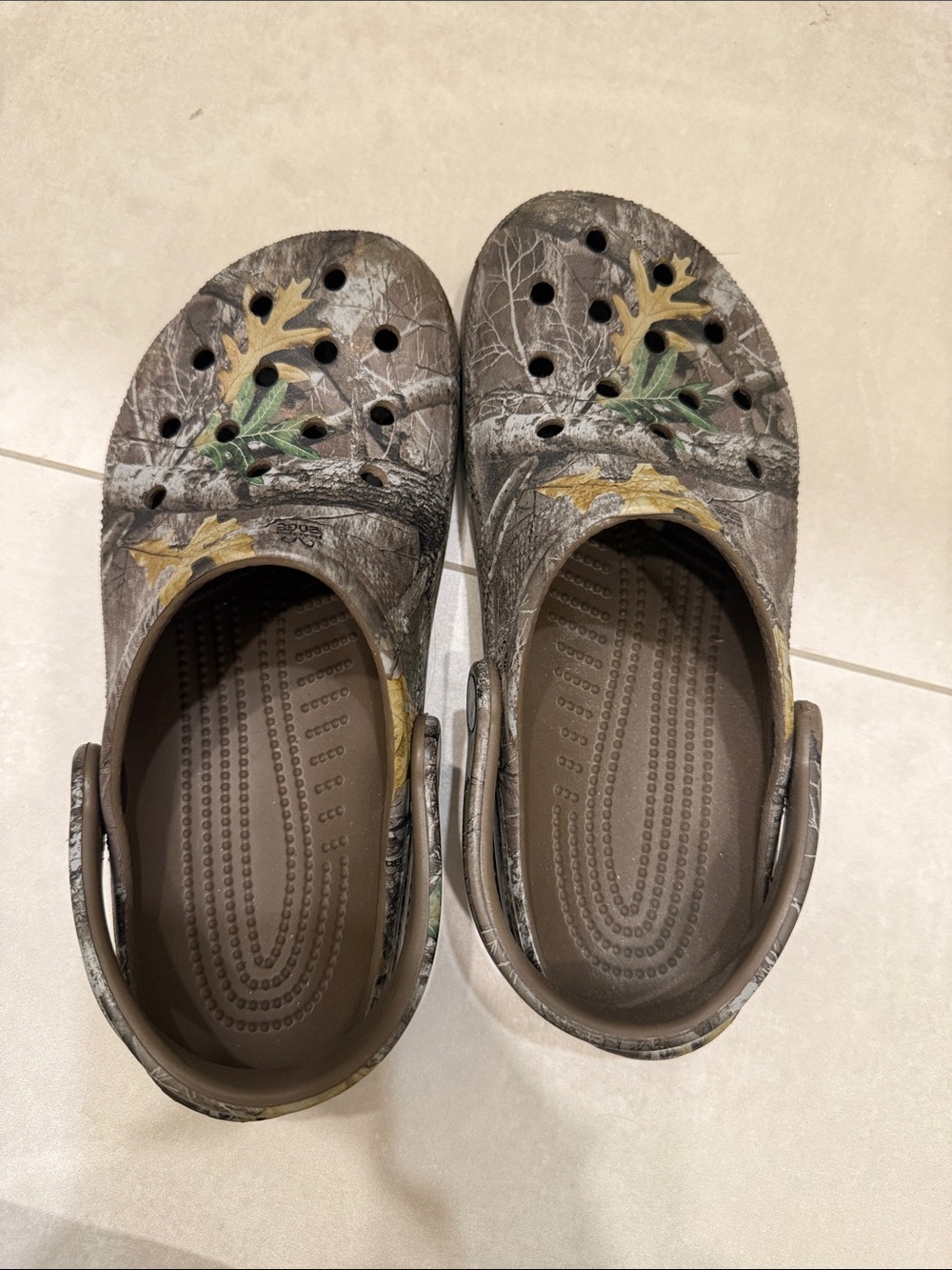 CROCS Camo-Print Classic Clog in Brown with Green & Gold Accents